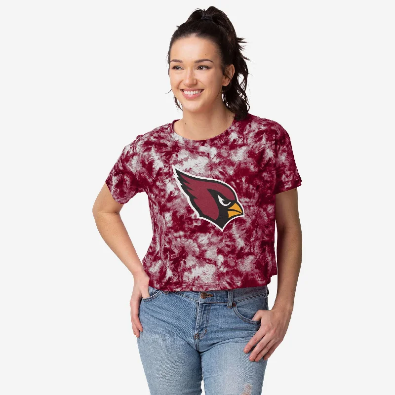 Arizona Cardinals Womens Tie-Dye Big Logo Crop Top Embroidered Appliqued Beaded