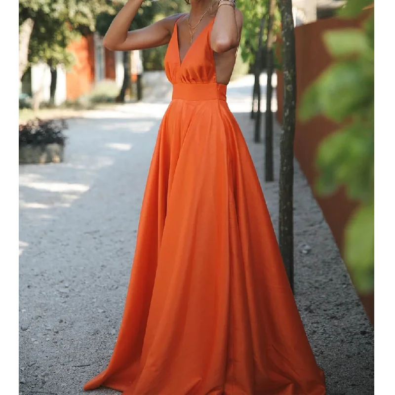 Spaghetti Straps V-neck Satin A-line Backless Charming Prom Dresses, FC2298 Tunics Short Trendy Spaghetti Straps V-neck Satin A-line Backless Charming Prom Dresses, FC2298 Tunics Short Trendy