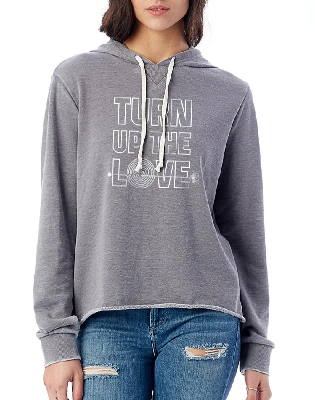 Women's Turn Up the Love French Terry Pullover Hoodie Hoodie with Half-Zip Sporty Casual