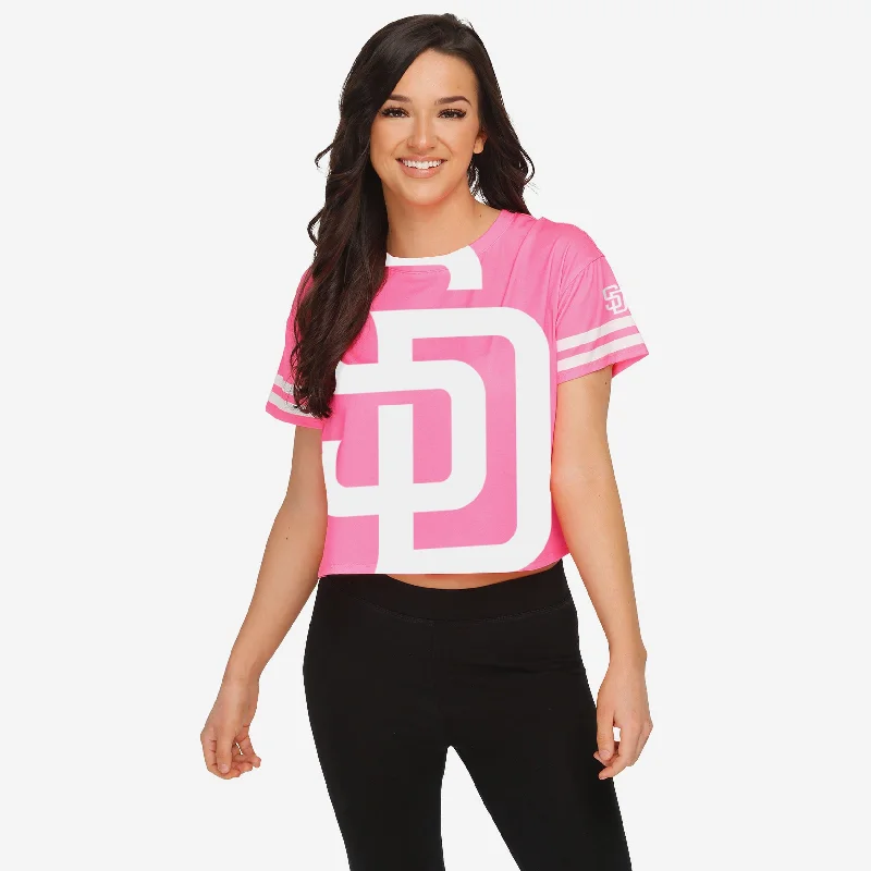 San Diego Padres Womens Highlights Crop Top Ribbed Striped Patterned