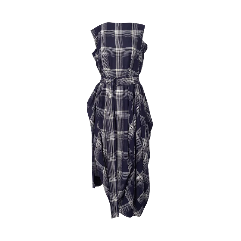 Plaid Draped Dress Tunics Yoga stretchy