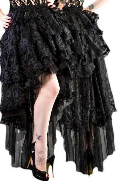 Burleska Black Lace Ophelie Waterfall Skirt silk skirt sleek