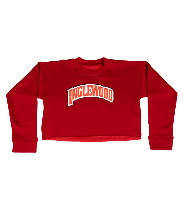 INGLEWOOD CROP TOP SWEATSHIRT RED Denim Fabric Leather Fabric Suede Fabric