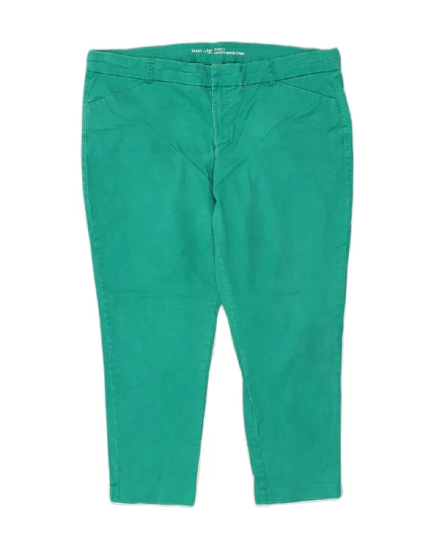 GAP Womens Khakis Slim Casual Trousers UK 22 3XL W44 L26 Green Cotton Trousers practical durable