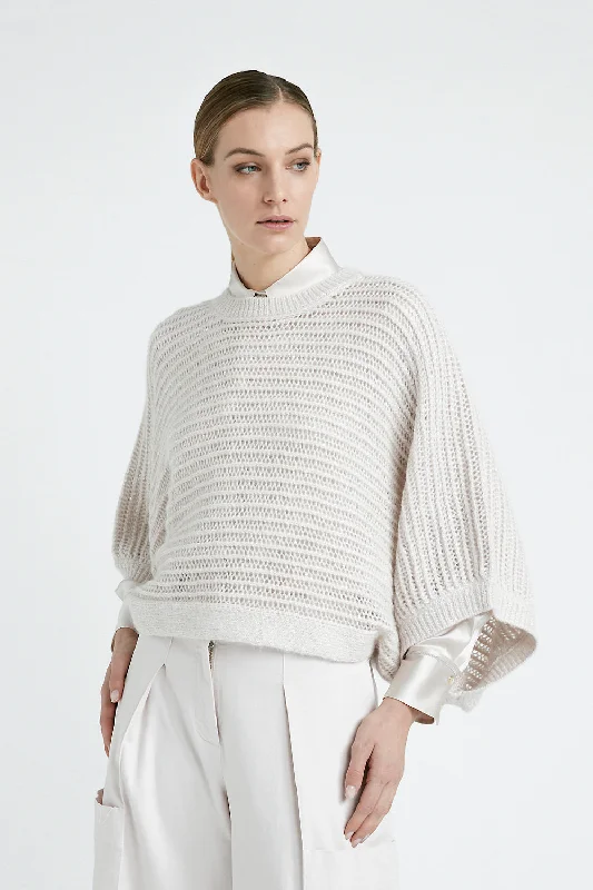 Alpaca, Lurex and sequin sweater with wide sleeves Graphic Sweater Embroidered Appliqued