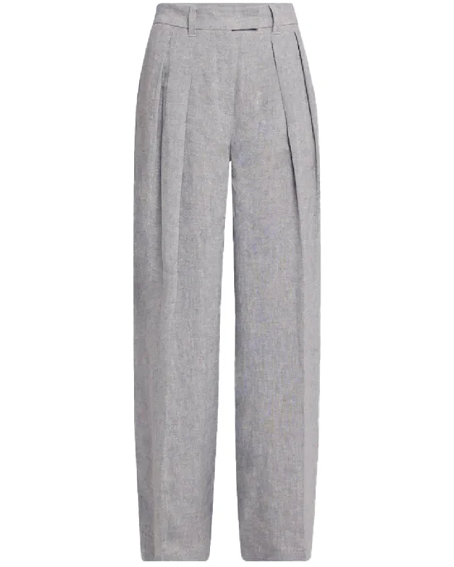 Light Grey Sparkling Canvas Tailored Trouser Trousers Solid Black