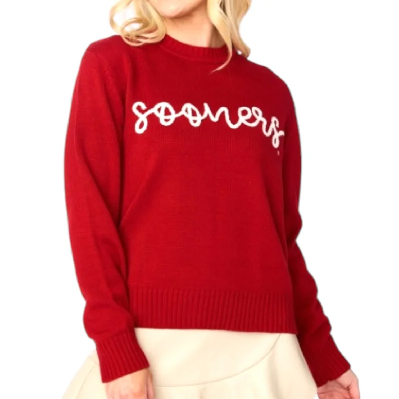 Sooners Embroidered Sweater Velvet Chenille Corduroy