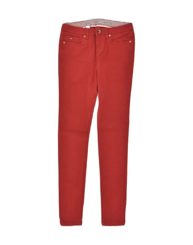 O'NEILL Womens Skinny Casual Trousers US 3 Small W28 L32 Red Cotton Trousers Trousers Formal