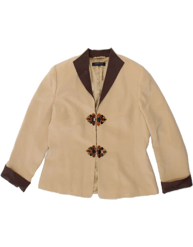 WINDSMOOR Womens Blazer Jacket UK 14 Medium Beige Silk Wool Jacket Cashmere Jacket Tweed Jacket
