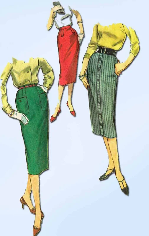 1950s Vintage Simplicity Sewing Pattern 2613 Simple Uncut Misses Skirt Size 28 W belted skirt waist