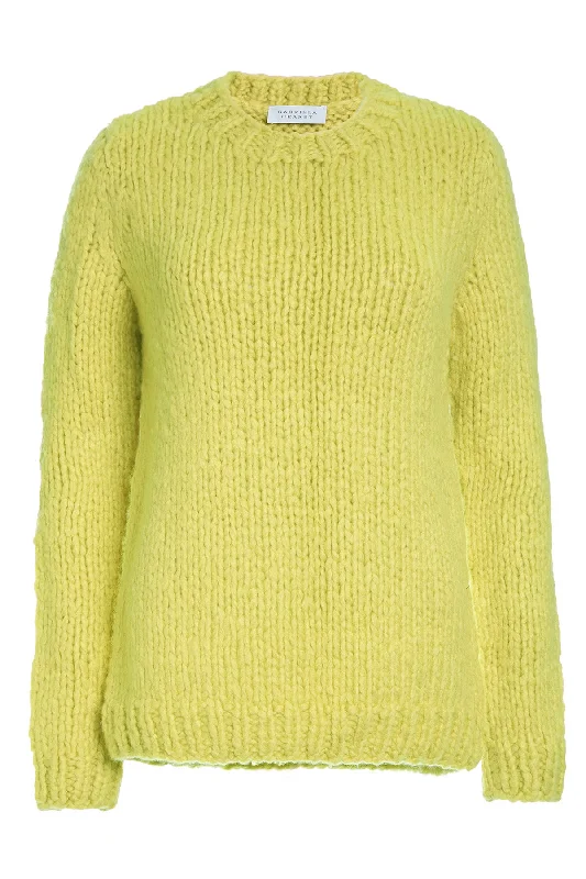 Lawrence Knit Sweater in Lemon Welfat Cashmere Satin Blend Silk Blend Wool Blend