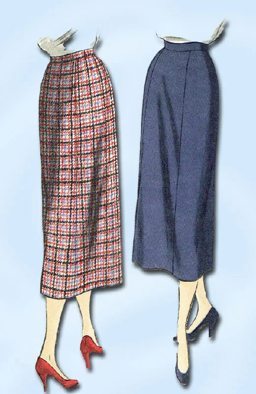 1950s Vintage Vogue Sewing Pattern 7033 Uncut Misses Slender Skirt Size 26 Waist relaxed fit skirt