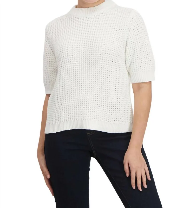 Mozart Luna Waffle Sweater In Oatmeal Spandex Blend Rayon Blend Denim Blend