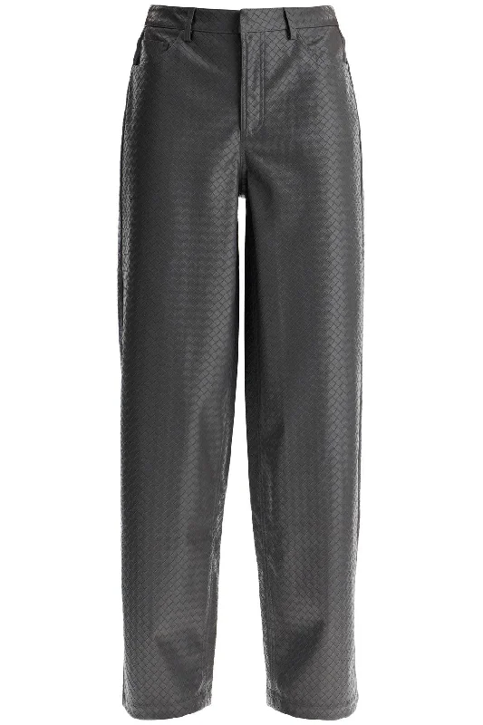 Wide Woven Patterned Trousers With A  - Grey Trousers Sale Discount