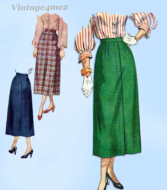 1940s Original Vintage Simplicity Pattern 2624 Simple to Make Misses Skirt 28 W corduroy skirt durable