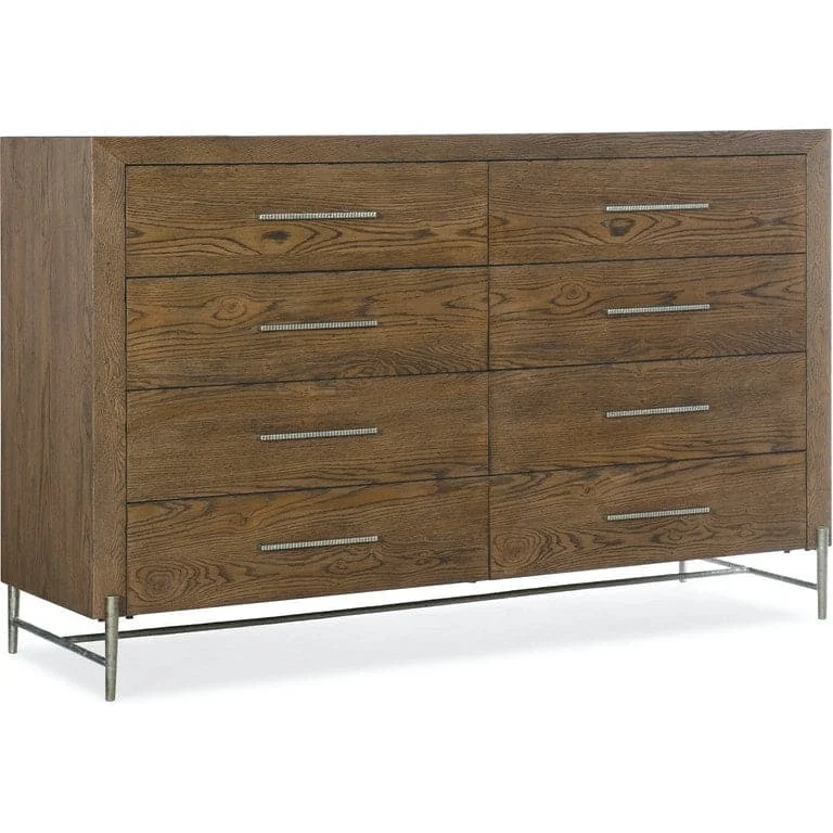 Ellis Eight-Drawer Dresser - Brown Natural - Metal Wood - High Low Tunics Print Colorful Ellis Eight-Drawer Dresser - Brown Natural - Metal Wood - High Low Tunics Print Colorful