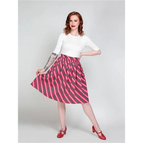 Collectif Jasmine Berry Stripe Swing Skirt summer skirt style