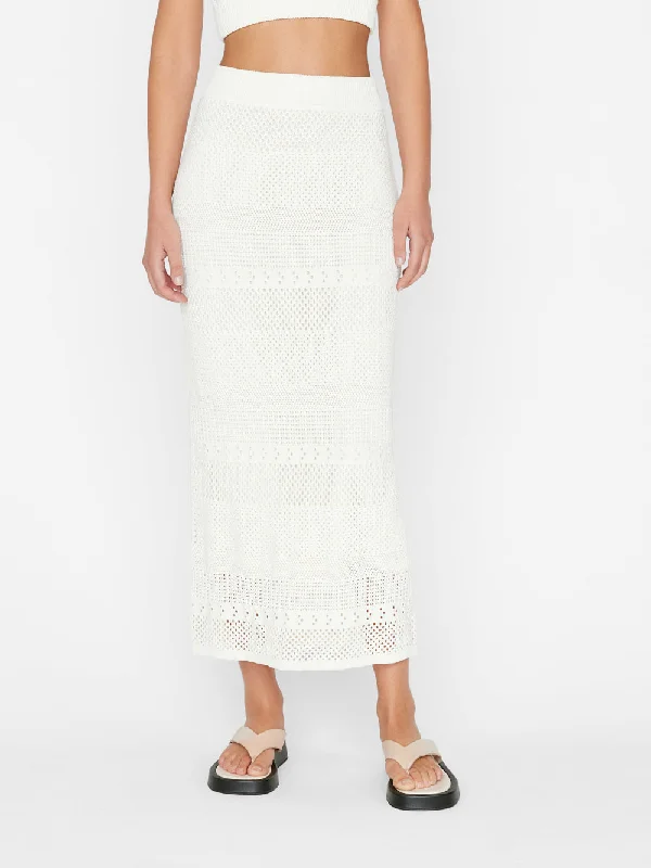 Crochet Pencil Skirt -- Off White cashmere skirt plush