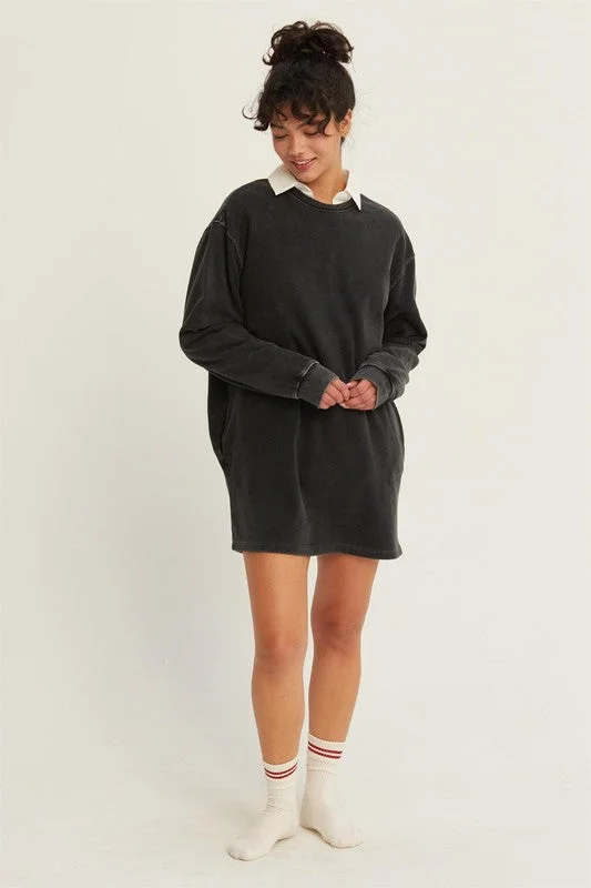 Oversized Sweatshirt Dress Hoodie with Metallic Shiny Futuristic