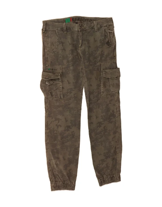 ESERCITO Womens Cargo Trousers IT 40 Small W26 L33 Khaki Camouflage Trousers Cargo pockets