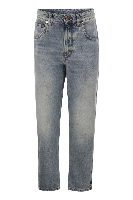 Straight denim trousers Trousers fashionable trendy