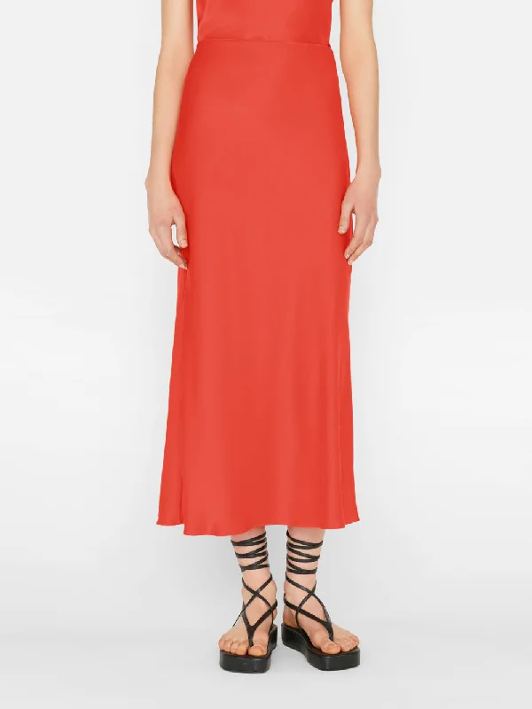 Bias Midi Skirt -- Red Orange a-line skirt cut