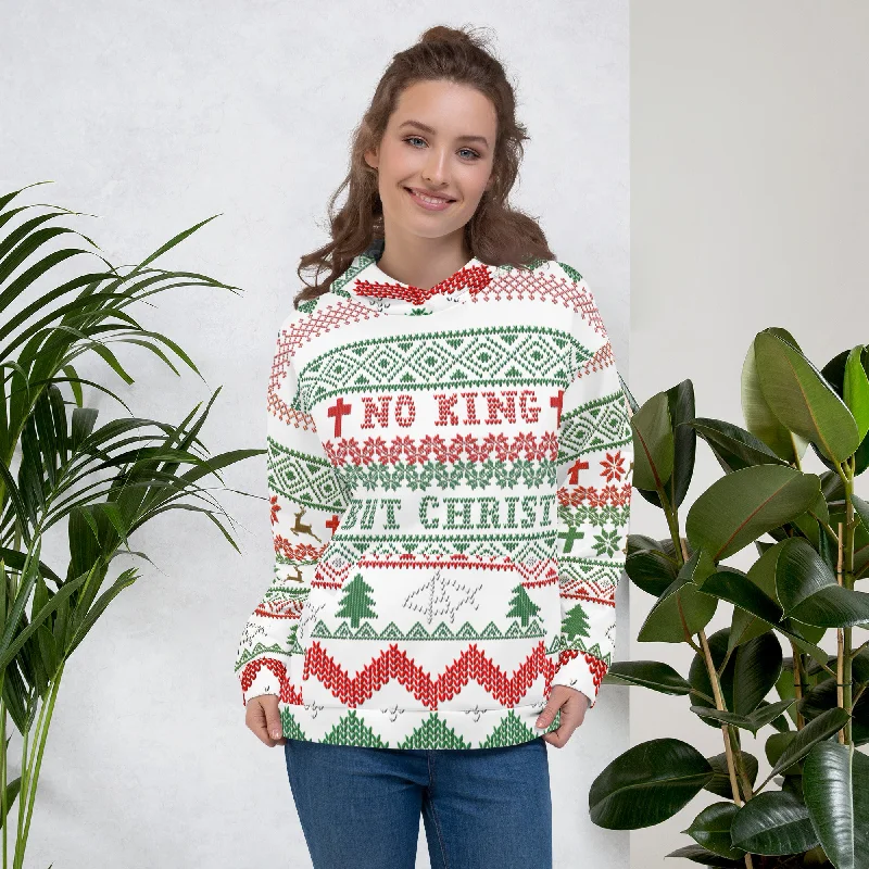 AnarchoChristian No King but Christ Unisex Ugly Christmas Sweater Hoodie Jersey Fabric Tulle Fabric Batik Fabric