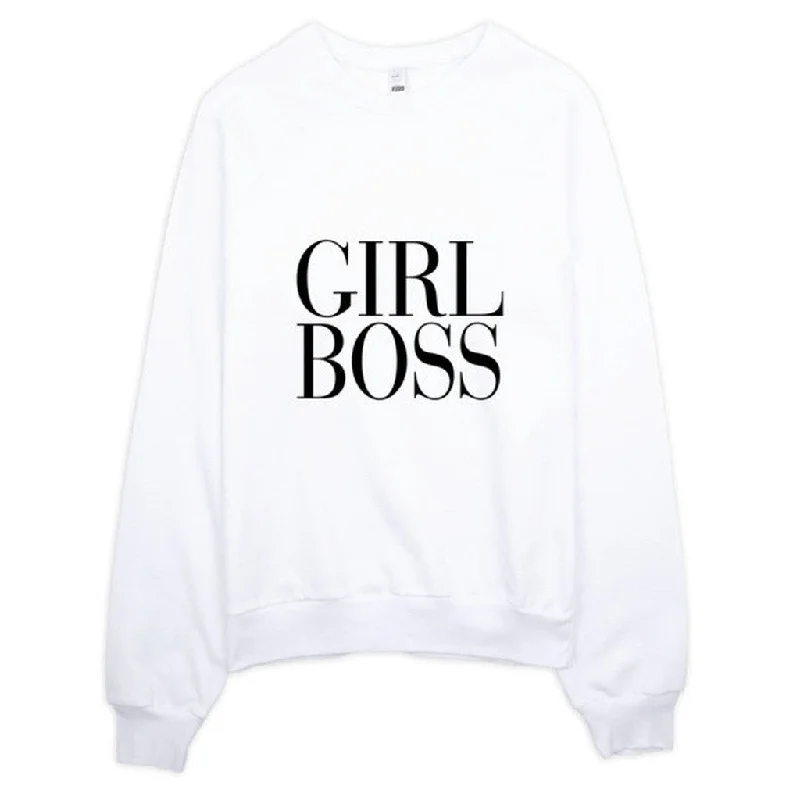 Girl Boss Vogue Typography Raglan Sweater Hooded Sweater Collared Sweater Shawl Collar