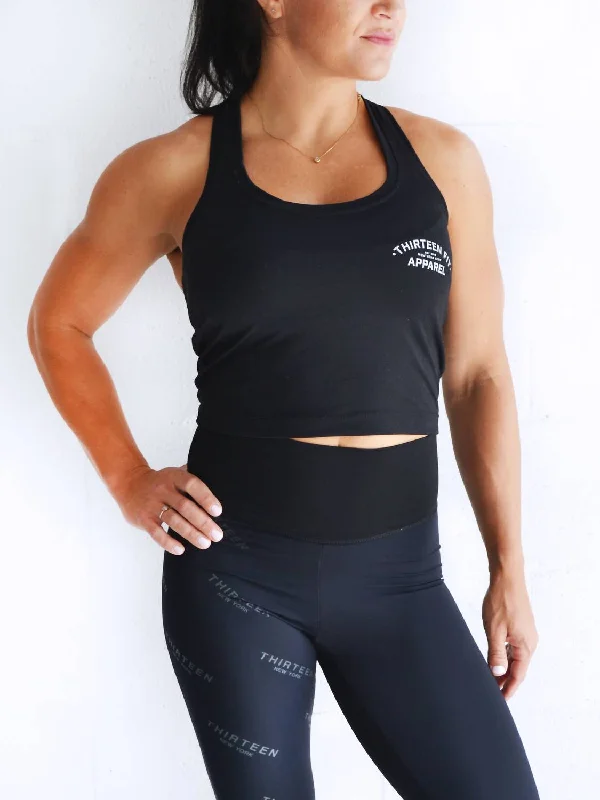 Basic Performance Crop Top In Black Lace Blend Ribbed Blend Corduroy Blend