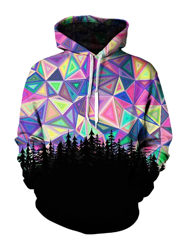 Geometric Treeline Psychedelic Pullover Hoodie Hoodie with Zipper Placket Modern Functional