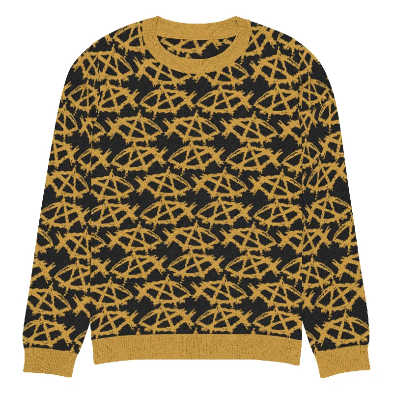 AnarchoChristian Knitted crew neck Ugly Christmas sweater Fitted Slim Tailored