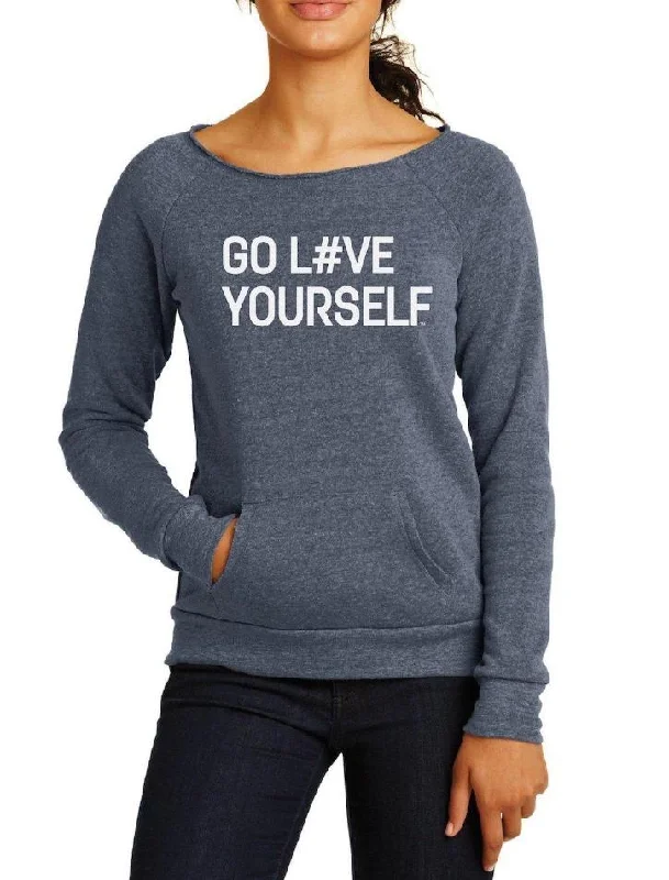 Women's Maniac Go Love Yourself Sweatshirt Hoodie with Turtle Neck Cozy Winter