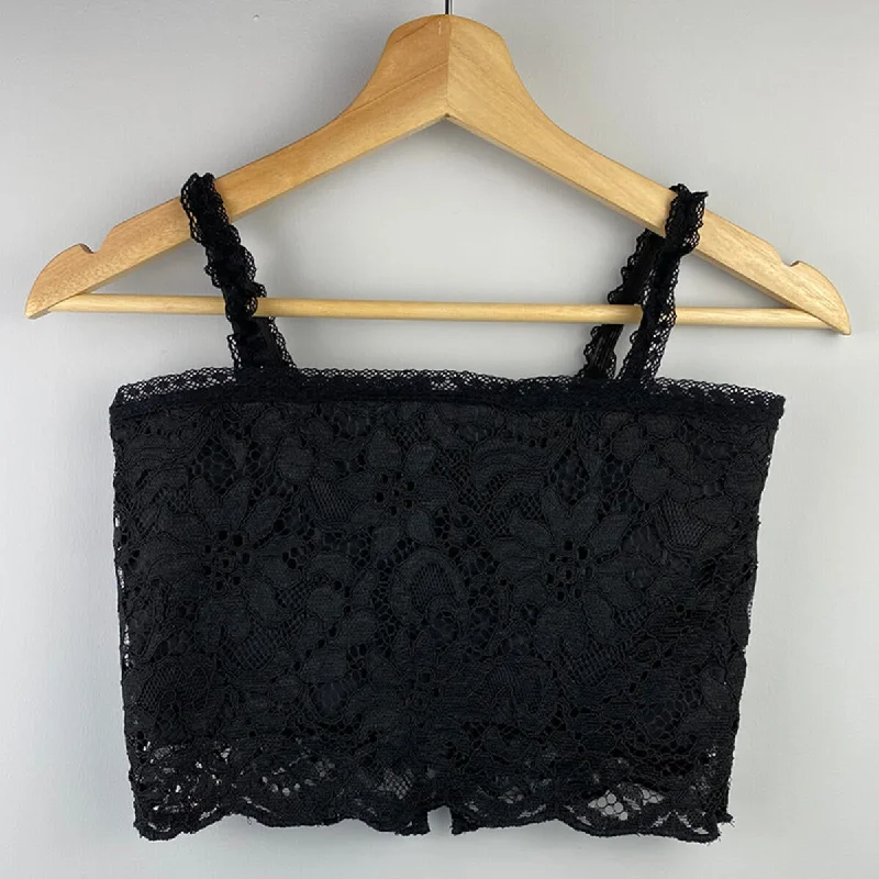 If So Black Lace Crop Top Collared Crew Neck Turtle Neck