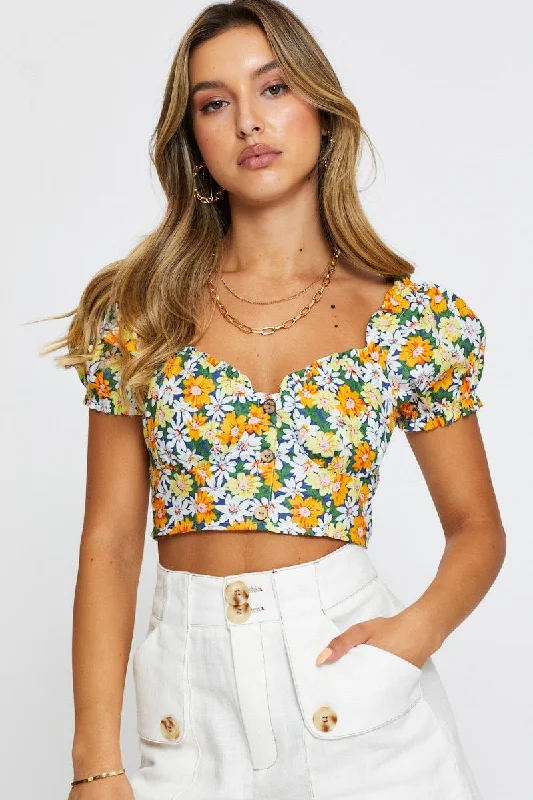 Print Crop Top Off Shoulder Short Sleeve Rayon Fabric Velvet Fabric Corduroy Fabric