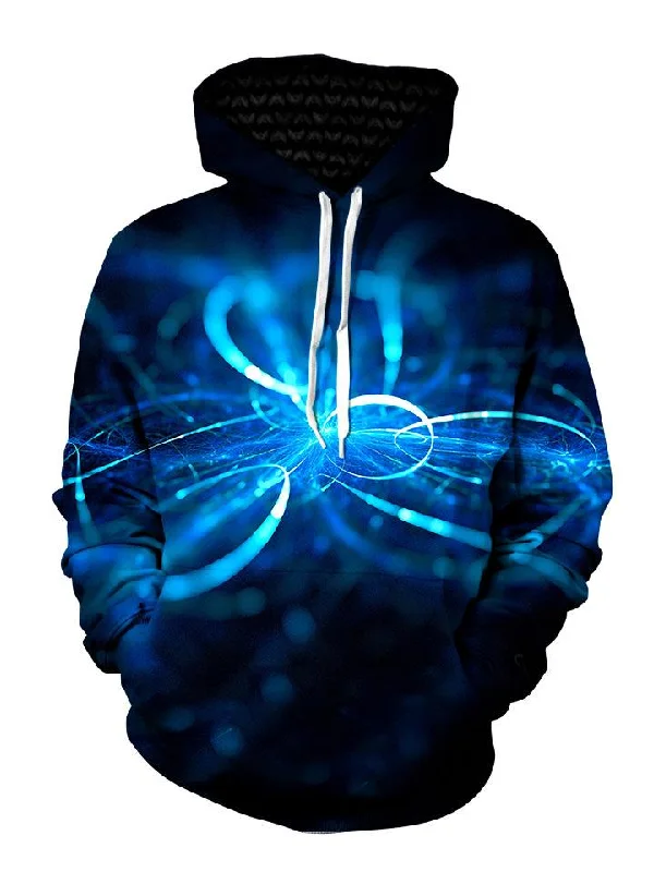 Electric Blue Pullover Art Hoodie Zip Hoodie Drawstring Kangaroo Pocket