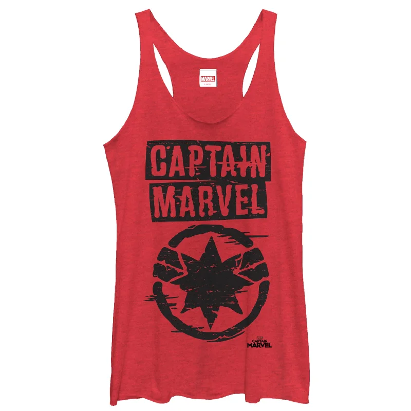 Women's Marvel Captain Marvel Grayscale Star Symbol Racerback Tank Top yoga tank top
