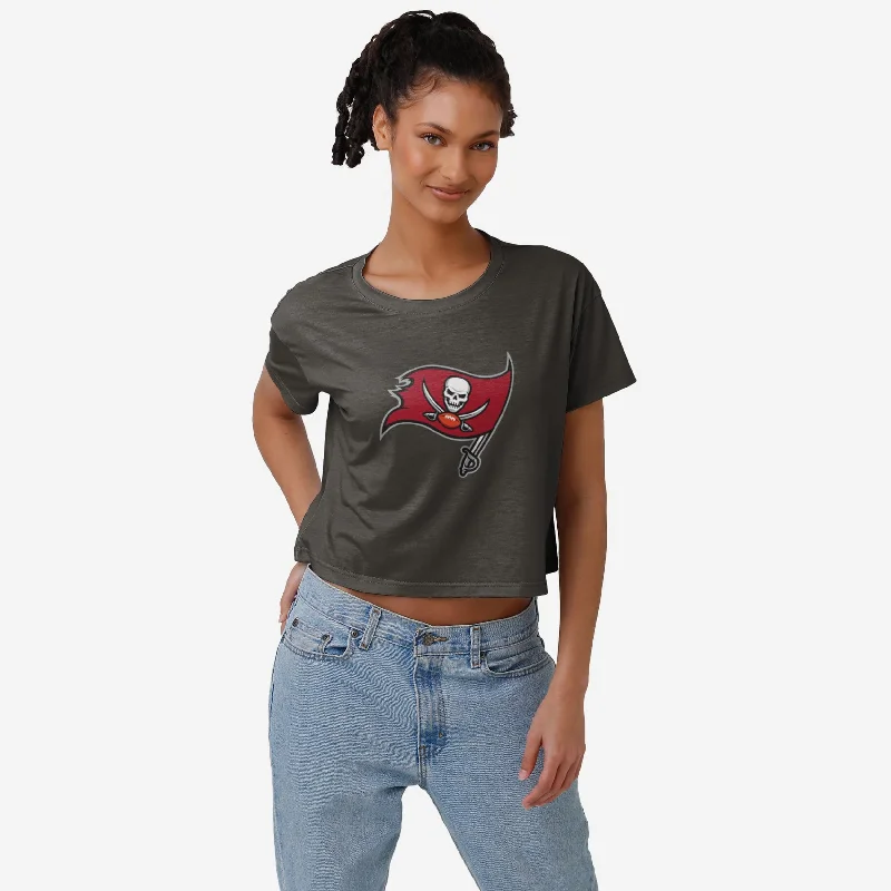 Tampa Bay Buccaneers Womens Alternate Team Color Crop Top Notch Collar Peter Pan Collar Cowl Neck