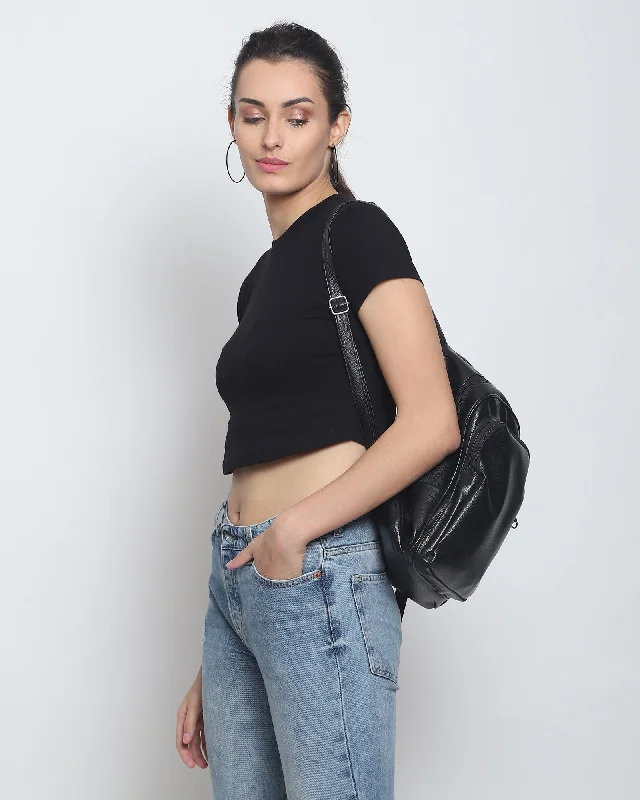 Crop Top: Solid Black Satin Fabric Silk Fabric Chiffon Fabric