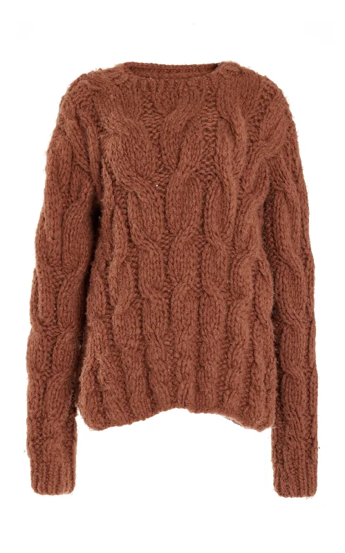 Ember Knit Sweater in Cognac Welfat Cashmere Layered Multi-layer Single Layer