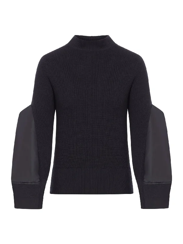 nylon sleeved sweater High Neck Crew Neck V-Neck