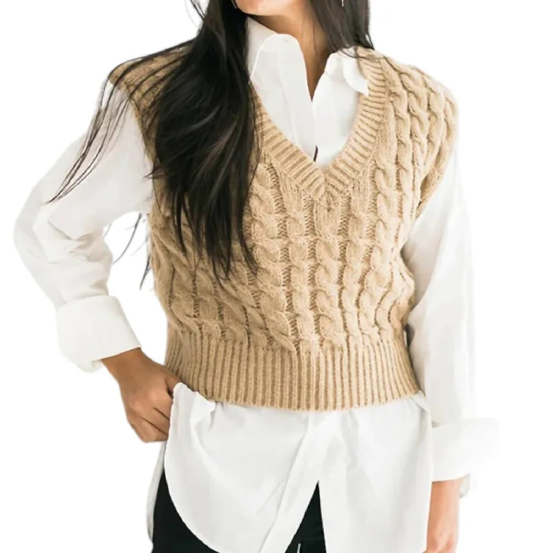 Sienna Sweater Vest In Mocha Embroidered Appliqued Beaded