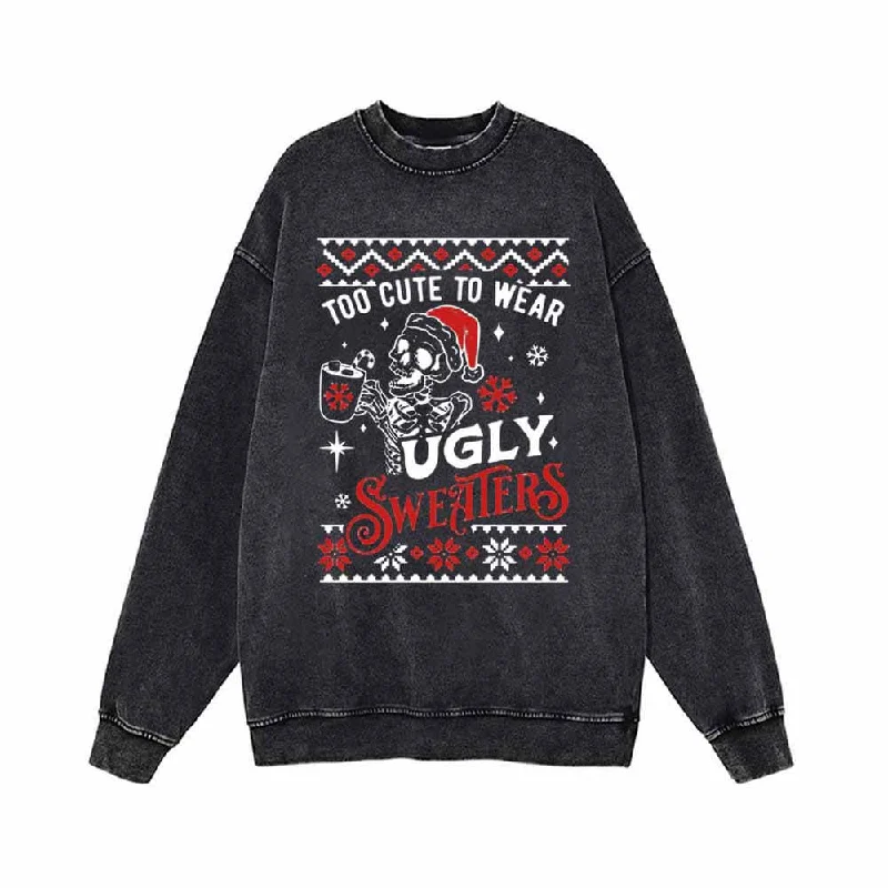 Too Cute To Wear Ugly Sweaters Vintage Washed Sweatshirt Wool Fabric Cashmere Fabric Tweed Fabric