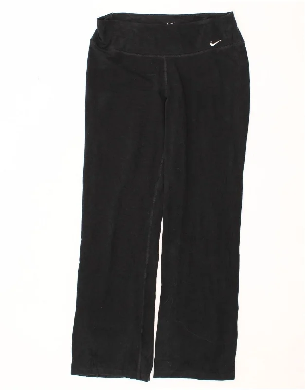 NIKE Womens Dri Fit Tracksuit Trousers UK 14 Large  Black Cotton Trousers Formal Black