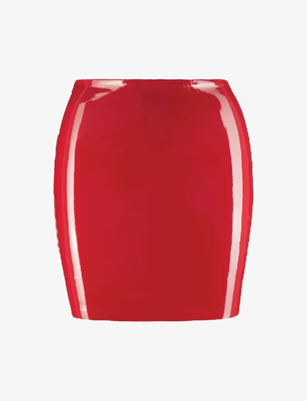 Faux Patent Leather Micro-Mini Skirt asymmetrical skirt cut