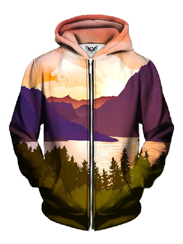 Picture Perfect Forest Mountain Zip-Up Hoodie Hoodie with Monochrome Minimalist Simple