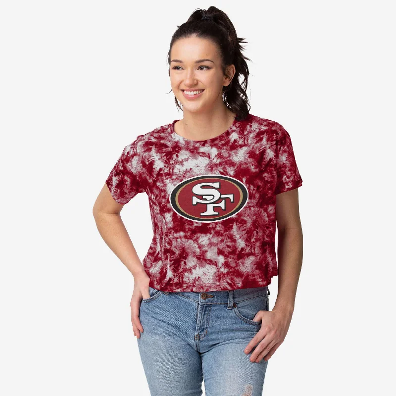 San Francisco 49ers Womens Tie-Dye Big Logo Crop Top Nylon Fabric Polyester Fabric Spandex Fabric