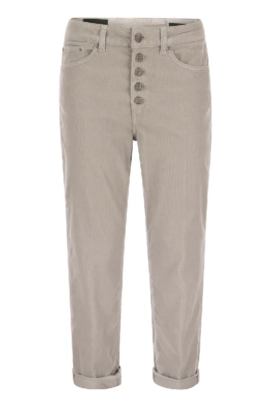 KOONS - Multi-striped velvet trousers with jewelled buttons Trousers luxurious premium