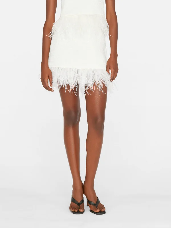 Crochet Feather Mini Skirt -- Off White slim fit skirt