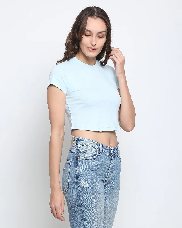 Crop Top: Honey Dew Collared Crew Neck Turtle Neck