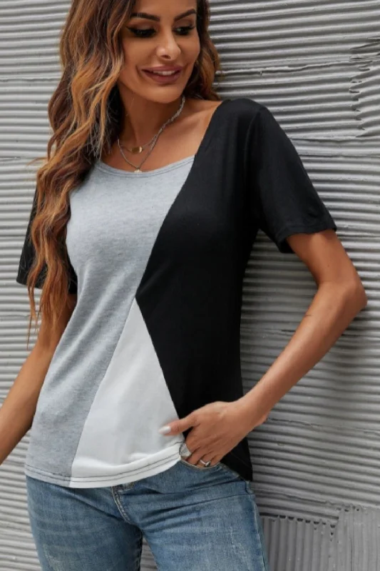 Color Block Jersey Top Designer Jersey Tee